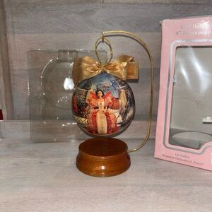 1997 Barbie Mattel decopage Elegant‎ Holiday Ornament with stand in box